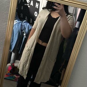 Eileen Fisher Cream Open-Front Cardigan